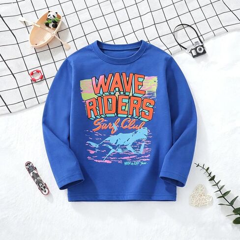 Boys Long Sleeve Cotton Shirt Crew Neck Basic Layering T Shirt for School Long Sleeve Top Boy Outfits Fall Spring in Saudi Arabia
