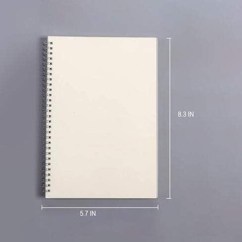 دفتر يوميات فارغ، 160 صفحة في كل حزمة، مقاس متوسط ​​A5 (5.7 بوصة × 8.3 بوصة)، ورق سميك، غلاف بلاستيكي مرن حلزوني، للرسم والرسم والرسم in Saudi Arabia