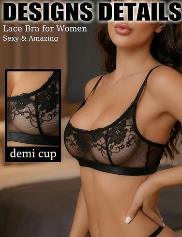 Women's See Through Bras Sheer Mesh Floral Lace Bralette Sexy Unlined Wireless Lingerie in Kuwait