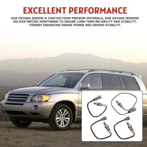 4Pcs Upstream and Downstream Oxygen O2 Sensor Compatible with Toyota Highlander 2004-2005 3.3L V6, Lexus RX330 2004-2006 3.3L V6 Replace# 234-9042 234-4168 234-4509 in Kuwait
