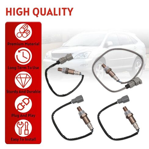 4Pcs Upstream and Downstream Oxygen O2 Sensor Compatible with Toyota Highlander 2004-2005 3.3L V6, Lexus RX330 2004-2006 3.3L V6 Replace# 234-9042 234-4168 234-4509 in Kuwait