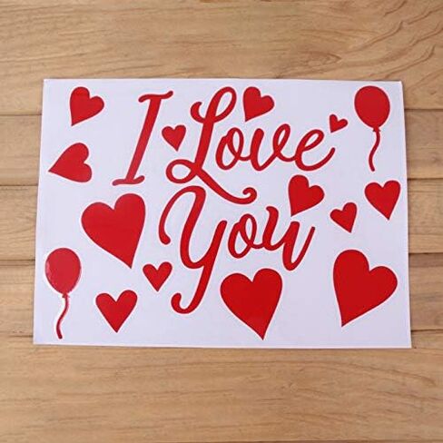 Dzrige Valentines Day Heart Stickers I Love You Bobo Balloon Stickers for Valentines Party Family Gathering Wedding Anniversary Decorations (Red) in Saudi Arabia