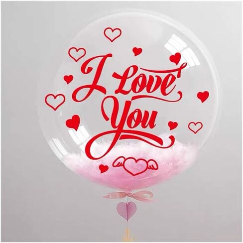 Dzrige Valentines Day Heart Stickers I Love You Bobo Balloon Stickers for Valentines Party Family Gathering Wedding Anniversary Decorations (Red) in Saudi Arabia
