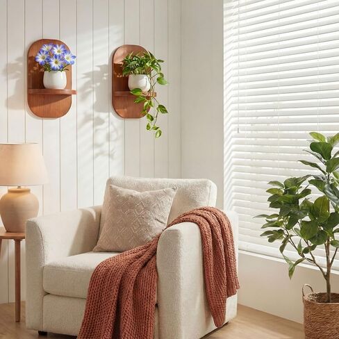 2 Pack Wooden Wall Mounted Plant Holder, Wall Hanging Plant Holders for Indoor Plants Flower Pot Hanging Shelves for Bedroom Living Room Porch Balcony Outdoor Decor in Saudi Arabia