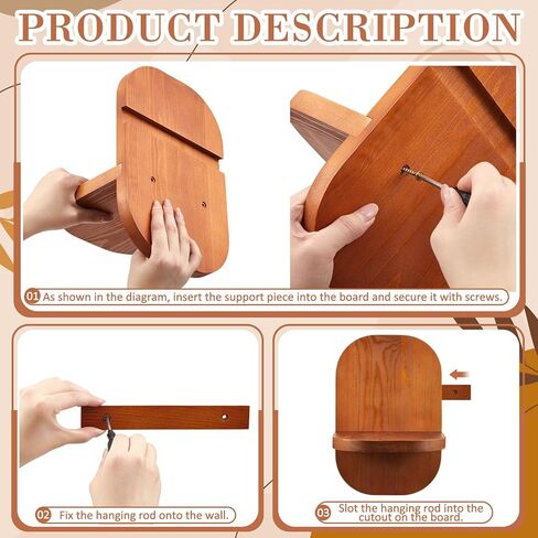 2 Pack Wooden Wall Mounted Plant Holder, Wall Hanging Plant Holders for Indoor Plants Flower Pot Hanging Shelves for Bedroom Living Room Porch Balcony Outdoor Decor in Saudi Arabia