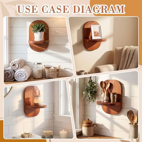2 Pack Wooden Wall Mounted Plant Holder, Wall Hanging Plant Holders for Indoor Plants Flower Pot Hanging Shelves for Bedroom Living Room Porch Balcony Outdoor Decor in Saudi Arabia