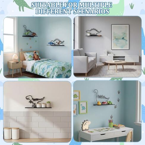 4 عبوات من أرفف الديناصورات العائمة الصغيرة من Sieral، رف جداري صغير قابل للفصل على شكل ديناصور صغير ديكور لغرفة الديناصور لغرفة نوم الحضانة وغرفة المعيشة والحمام in Saudi Arabia