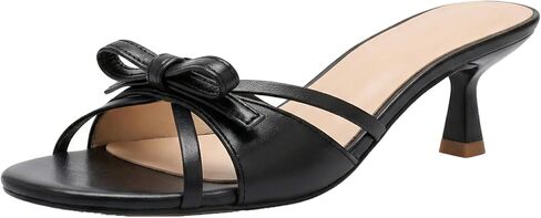 Women’s Round Open Toe Heeled Sandals Bow Knot Low Kitten Heels Comfortable Slip On Slides Wedding Dress Slipper Pumps Shoes in Saudi Arabia