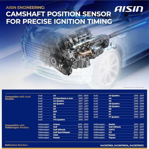AISIN CKSVG-00181 Engine Camshaft Position Sensor - Compatible with Volkswagen Jetta 2013-2020, Tiguan 2018-2020, Golf 2016-2020, Passat 2014-2017 2019-2020, Audi A4 Q3 2017, Q7 2017-2019 in Saudi Arabia