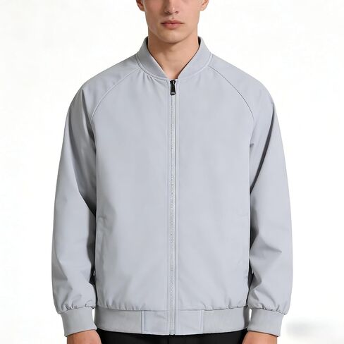 Men’s Spring Fall Bomber Jacket Casual Stand-Collar Jacket for Daily Styling Urban Errands Café Meetups Weekend Outings in Saudi Arabia