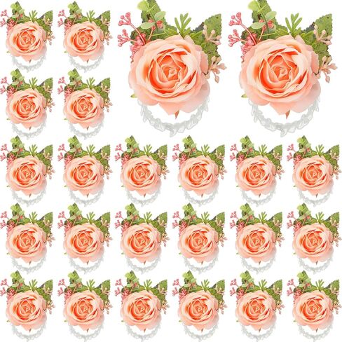 Jexine 12 قطعة من أساور المعصم الوردية لحفلات الزفاف وزهرة اليد وزهرة اليد وسوار المعصم لوصيفة العروس وحفلات العودة للوطن وحفلات التخرج (أبيض أنيق) in Kuwait