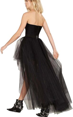 Womens High-Low Tulle Skirt with Built-in Slip, Layered Mesh Tutu, Elastic High Waist Floor-Length for Prom, 41.3 Inch in Saudi Arabia