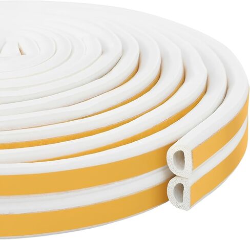 شريط شريط مانع للتسرب من الطقس، إطار نوافذ للأبواب، شريط إغلاق رغوي من النوع D، شريط عزل رغوي مطاطي عازل للصوت بطول 32.8 قدم، أسود in Kuwait