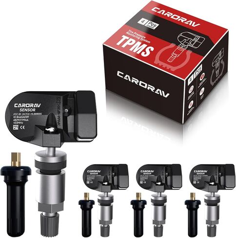 433Mhz Tire Pressure Monitoring System Sensor fit for Dodge Ram 1500 2019-2025, Ram 4000 2019-2024, Jeep Wagoneer 2019-2022, 4PCS TPMS Sensor Replaces 68293199AA - 4 Replaceable Valve Stems in Kuwait