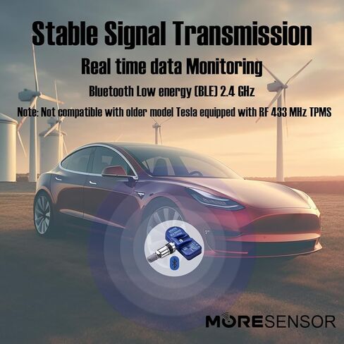 MORESENSOR Bluetooth Series Tire Pressure Monitoring Sensor 4-Pack (TPMS) for Tesla - BLE Bluetooth Compatible with Tesla Model 3, Model Y, Model S, Model X 2020 2021 2022 2023 2024 in Saudi Arabia