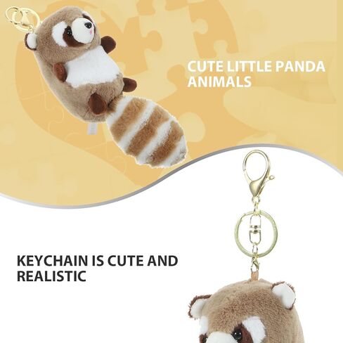 Raccoon Keychains Plush Stuffed Keychain Cute Soft Plush Animal Pendant Toy Jewelry for Handbag Purse in Saudi Arabia
