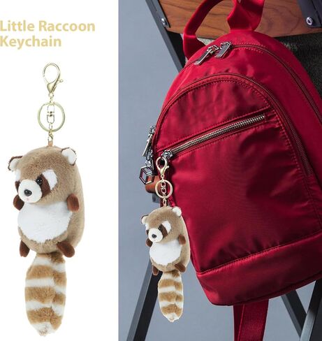 Raccoon Keychains Plush Stuffed Keychain Cute Soft Plush Animal Pendant Toy Jewelry for Handbag Purse in Saudi Arabia