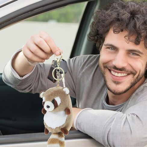 Raccoon Keychains Plush Stuffed Keychain Cute Soft Plush Animal Pendant Toy Jewelry for Handbag Purse in Saudi Arabia