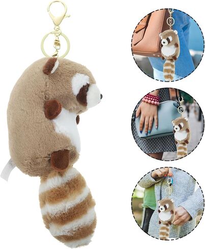 Raccoon Keychains Plush Stuffed Keychain Cute Soft Plush Animal Pendant Toy Jewelry for Handbag Purse in Saudi Arabia