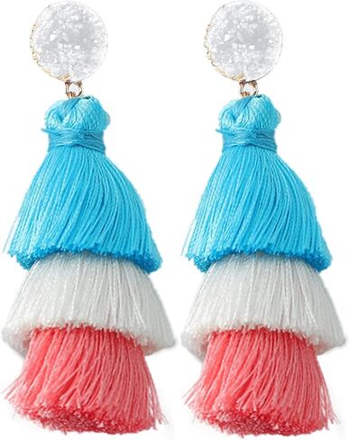 أقراط شرابة Rave Envy للنساء - أقراط متدلية متعددة الطبقات ملونة in Kuwait