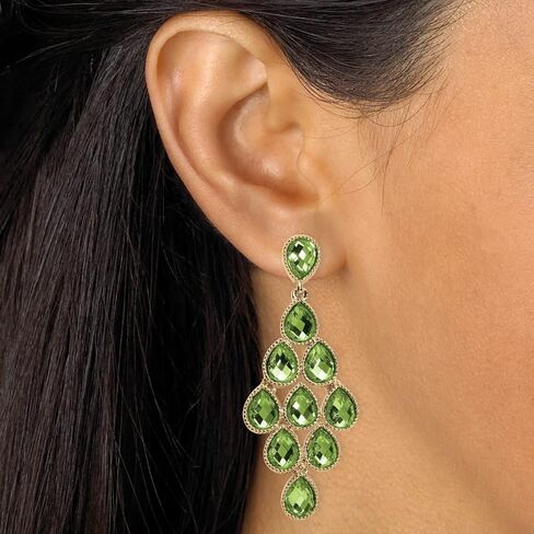 أقراط ثريا مقلدة من PalmBeach Goldtone على شكل كمثرى (57 × 25 مم) شهر 8 in Saudi Arabia
