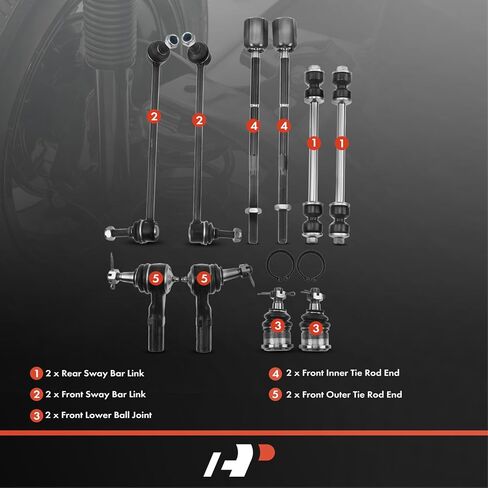A-Premium Set of 10, Front Lower Ball Joint, Inner Outer Tie Rod End, Front & Rear Sway Bar Link, Compatible with Ford Taurus 1996-2007, Mercury Sable 1996-2005, V6 3.0L & Sedan in Saudi Arabia