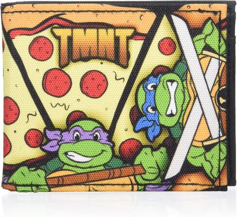 Teenage Mutant Ninja Turtles mens Buckle-down Canvas Bifold - Tmnt Turtle Battle Poses/Pizza Wallet, Multicolor, 4.0 x 3.5 US in Saudi Arabia