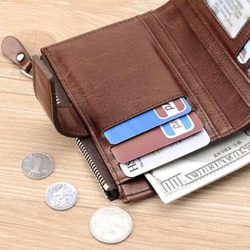 محفظة رجالية، سعة كبيرة، جلد PU، عتيقة، NFC، بني، للعمل أثناء السفر in Saudi Arabia