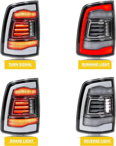LED Tail Lights Assembly Compatible with Dodge Ram 1500 2500 3500 2009-2012 2013-2018 4th Gen Start-up Animation Clear White Rear Lamps Accessory in Saudi Arabia