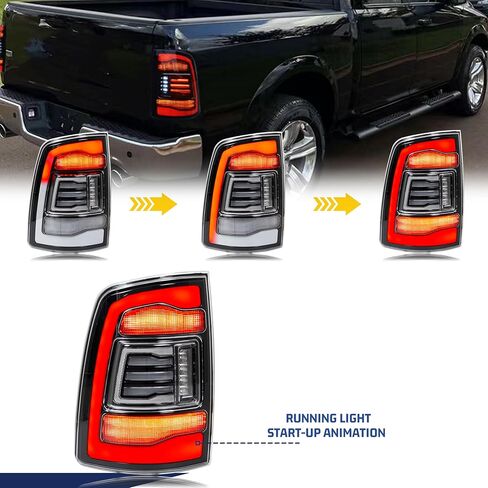 LED Tail Lights Assembly Compatible with Dodge Ram 1500 2500 3500 2009-2012 2013-2018 4th Gen Start-up Animation Clear White Rear Lamps Accessory in Saudi Arabia