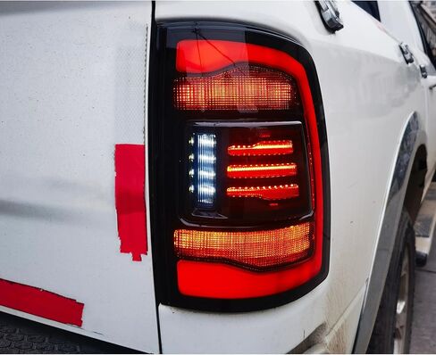 LED Tail Lights Assembly Compatible with Dodge Ram 1500 2500 3500 2009-2012 2013-2018 4th Gen Start-up Animation Clear White Rear Lamps Accessory in Saudi Arabia