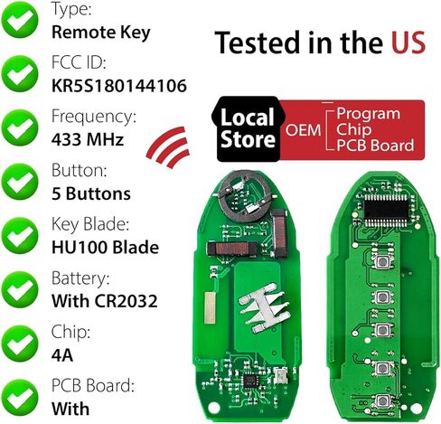 2 بديل بدون مفتاح لـ 2017 2018 2019 2020 Nissan Rogue Key Fob التحكم عن بعد KR5S180144106 5 أزرار 433 ميجا هرتز in Saudi Arabia