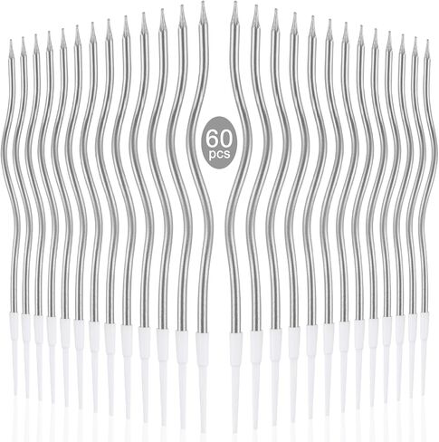 60 Pcs Twisty Birthday Cake Candles,Champagne Gold Spiral Long Thin Curly Coil Metallic Birthday Candles for Birthday Wedding Party Decoration,10 Boxes(6 Pcs/Box) in Kuwait