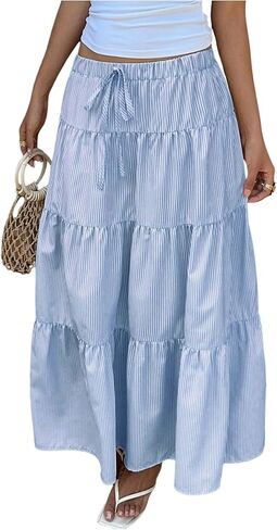 تنورة طويلة نسائية مخططة من Milumia ذات طبقات وتنانير طويلة واسعة in Kuwait