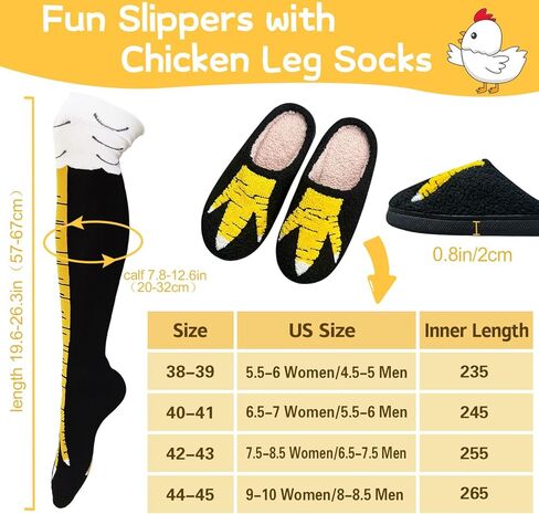 WHOTAY Funny Chicken Slipper with 1 Pair Crazy Chicken Leg Socks for Women Novelty Thanksgiving Turkey Costume Kids Gag Gifts in Saudi Arabia