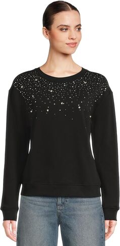Elliott Lauren Women's Drop Shoulder Sweatshirt with Crystal Details in Kuwait