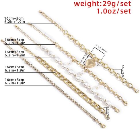 Punk Layered Heart Bracelets Boho Baroque Pearl Chain Bangle Chunky Cuban Chain Bracelet Stackable Jewelry Accessories for Women in Saudi Arabia