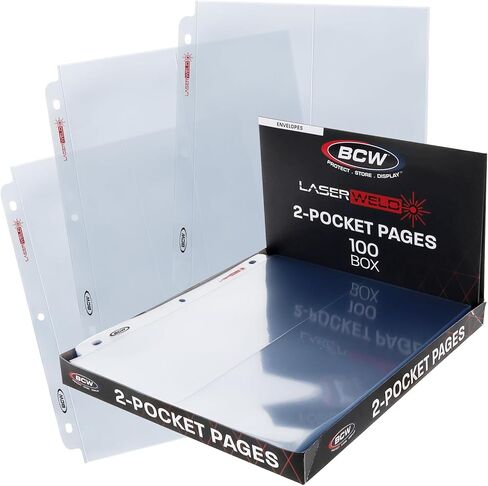 BCW 2 Pocket Envelope Page Protector | Archival Envelope Binder Sleeves for 3 Ring Binders | Acid-Free & Laser Welded | 50 Count in Saudi Arabia