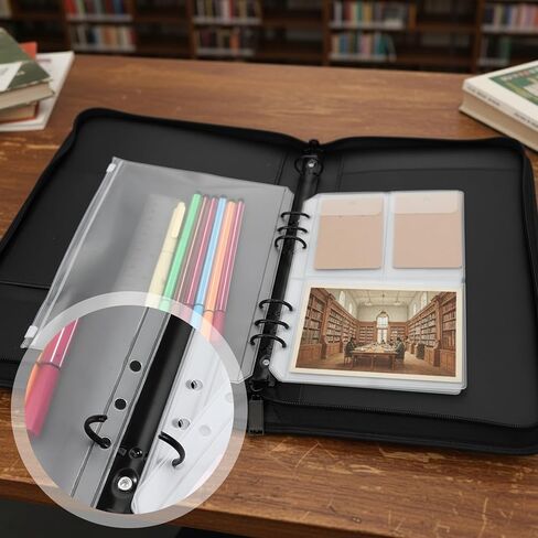 12 Pcs A5 Binder Inserts, 6 Holes Binder Folders Waterproof Binders Zipper Folders Document Filing Bags Clear Binders Inserts Collecting Sleeves for 6-Ring Notebook BinderLoose Leaf Bag(5Style) in Saudi Arabia