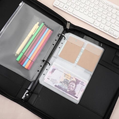 12 Pcs A5 Binder Inserts, 6 Holes Binder Folders Waterproof Binders Zipper Folders Document Filing Bags Clear Binders Inserts Collecting Sleeves for 6-Ring Notebook BinderLoose Leaf Bag(5Style) in Saudi Arabia