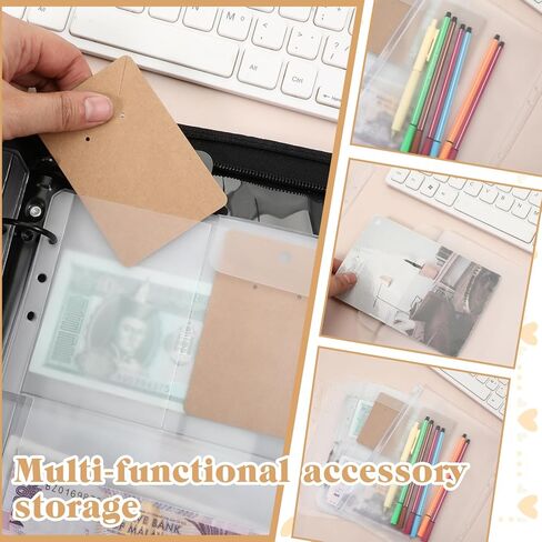 12 Pcs A5 Binder Inserts, 6 Holes Binder Folders Waterproof Binders Zipper Folders Document Filing Bags Clear Binders Inserts Collecting Sleeves for 6-Ring Notebook BinderLoose Leaf Bag(5Style) in Saudi Arabia