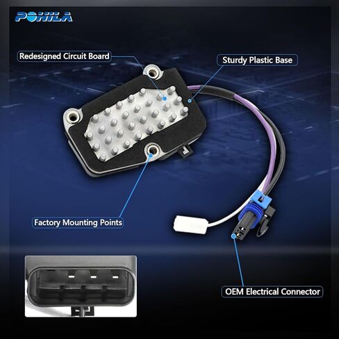 POHIAL HVAC Blower Motor Resistor with Wire Harness Kit Compatible with Chevrolet & GMC & Oldsmobile Vehicles - Blazer, Jimmy, Bravada, 1998 1999 2000 2001, Replace# 52474437 in Saudi Arabia