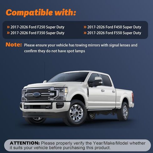 زوج مرآة سحب إشارة الانعطاف LED ضوء مؤشر المصباح متوافق مع F250 F350 F450 F550 Super Duty 2017-2026 استبدال HC3Z13B374A HC3Z13B375A الجانب الأيسر والأيمن قطعتان in Kuwait