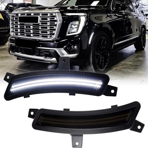 White LED Side Marker Lights for 2025 2026 GMC Yukon XL Chevy Tahoe Suburban Cadilac Escalade ESV Upgrade Dual Row Front Fender Sidemarkers Lamp Kit with Smoked Lens 2PCS in Kuwait