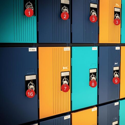 1-100 بطاقة مفاتيح مرقمة، علامات أرقام بلاستيكية مع علامة تعريف معدنية حلقية للفنادق والمطاعم والمهاجع والخزائن وسلاسل المفاتيح - أحمر in Kuwait