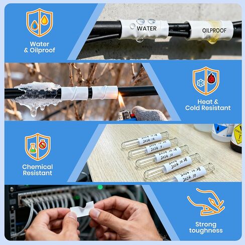 شريط ملصقات بديل متوافق مع M21-250-595-WT يعمل مع M210، M210-LAB، M211، BMP21-PLUS، ملصق الفينيل لطابعات BMP21-LAB للداخلية/الخارجية بعرض 0.25 بوصة وطول 21 بوصة in Kuwait