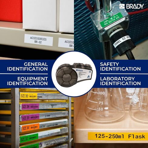 ملصقات فينيل لاصقة دائمة من برادي (M4C-1000-595-CL-BK) مناسبة لجميع الأحوال الجوية مقاس 1 بوصة عرض × 20 قدم أسود على شفاف. للاستخدام مع طابعات الملصقات BMP41 وBMP51 وM410 وM510 وM511. in Kuwait