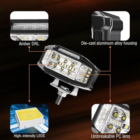 LED Light Pods, 40W LED Off Road Bumper Lights with Amber DRL, 3.5 Inch Waterproof LED Ditch Lights for ATV UTV SUV Truck Motorcycle Boat, 2 Packs in Saudi Arabia