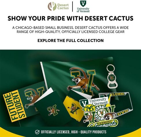 قبعة بيسبول جامعة صبار الصحراء من فيرمونت، قبعات UVM Catamounts ذات حواف مطرزة، قبعة قابلة للتعديل بحزام من القماش للكبار (النمط A) أخضر in Saudi Arabia