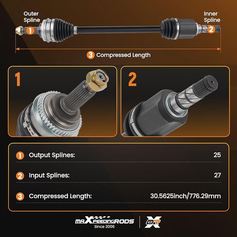 maXpeedingrods Front CV Axle Shaft Assembly for Subaru Impreza 2008-2015, Legacy ＆ Outback 2005-2009, 2.0L 2.5L 3.0L H4 H6, Left or Right Side, Replace# 28321AG00B 66-7355 in Saudi Arabia